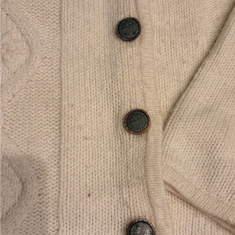 Vintage Cream Cable-Knit Button Cardigan Sweater XL - Women - Picture 2 of 5